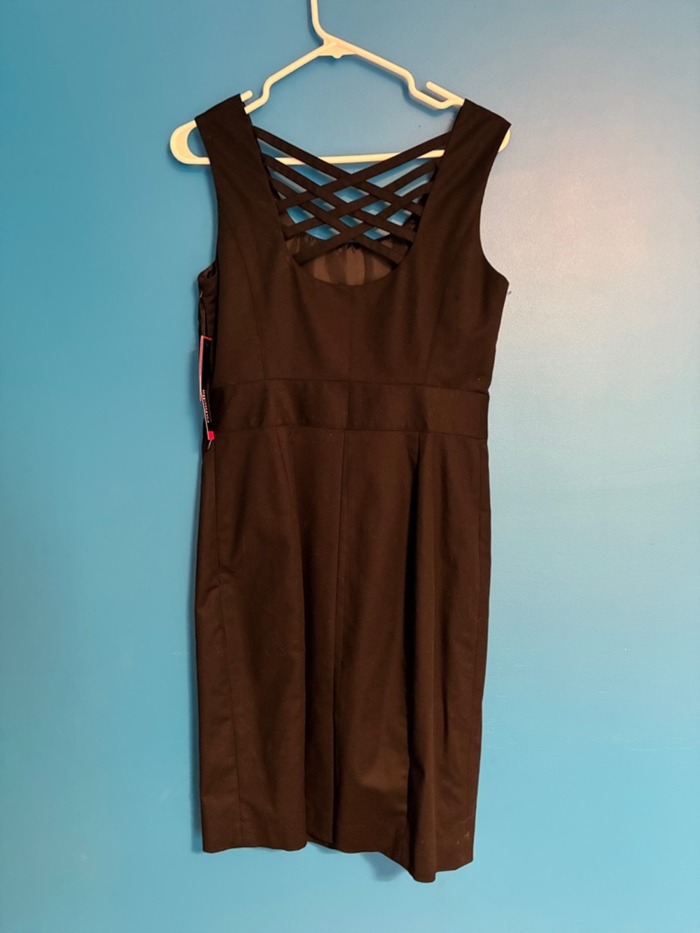 Rafaella Black Sleeveless Sheath Dress with Lattice Back, NWT, size 6